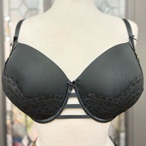 Lane Bryant Cacique Black Lace Boost Balconette Bra 46D